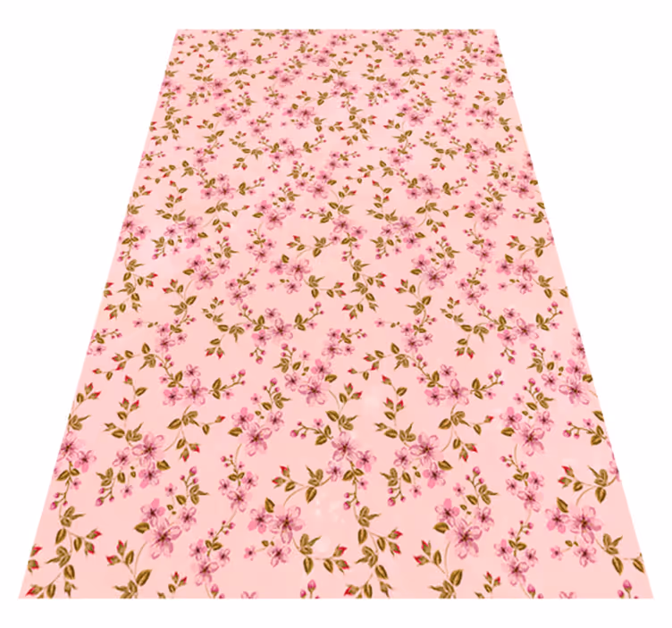 Tapis vinyle rose fleurs aquarelle rose - TenStickers
