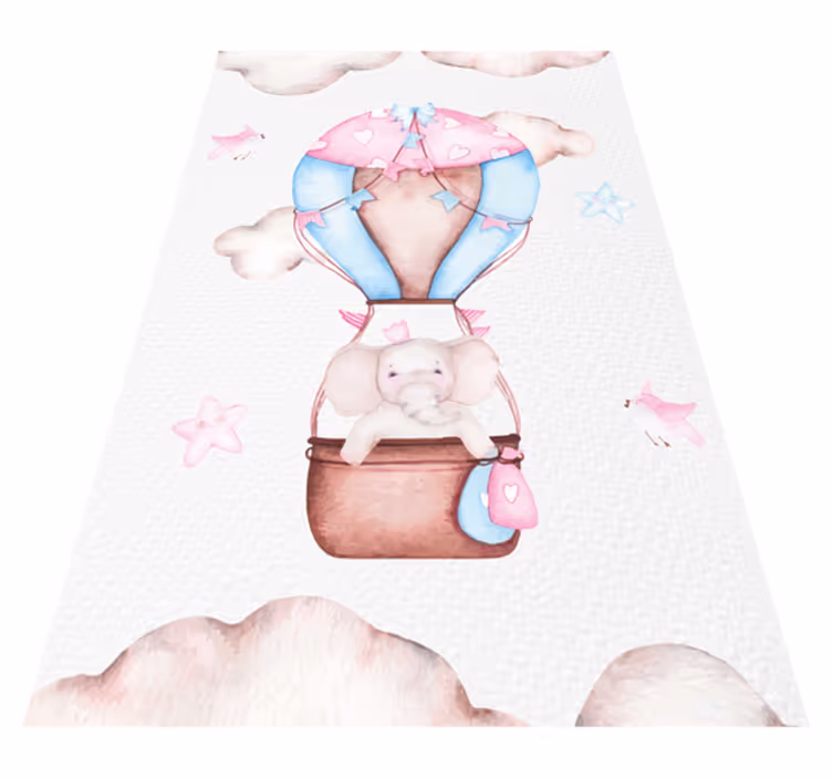 Tapis vinyle rose ballon chaud mignon - TenStickers