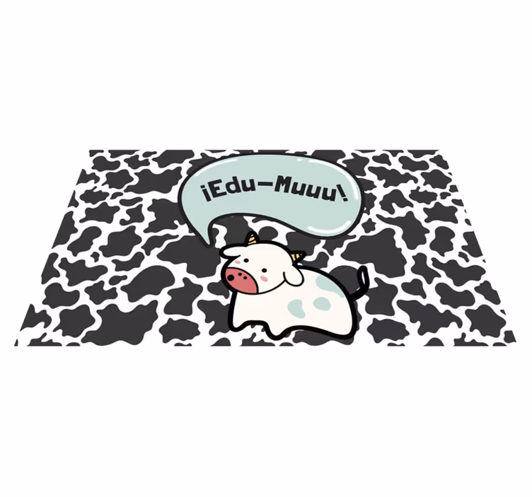 Tapis vinyle pour enfant motif vache avec nom - TenStickers