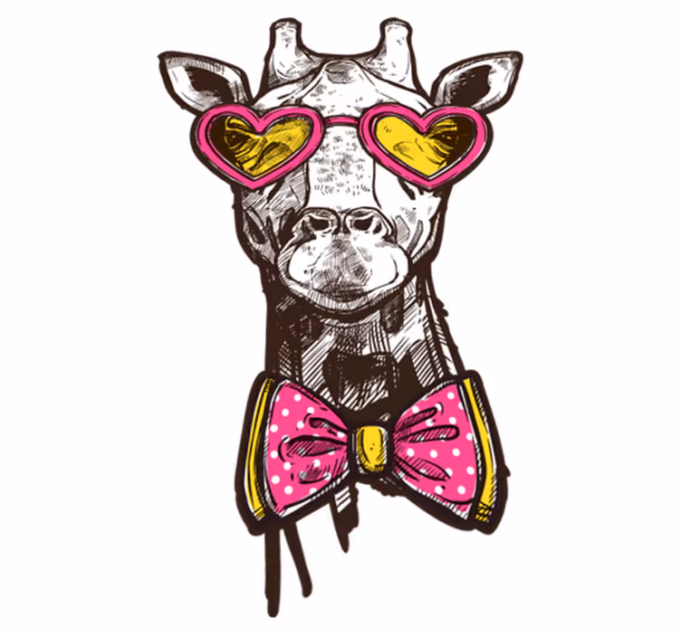 Tapis vinyle animal girafe à lunettes en coeur - TenStickers