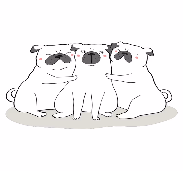 Tapis vinyle animal adorable trio de carlins - TenStickers