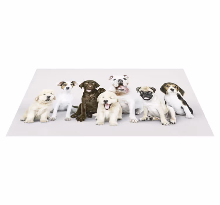 Tapis vinyle animaux chiens dans une ligne - TenStickers