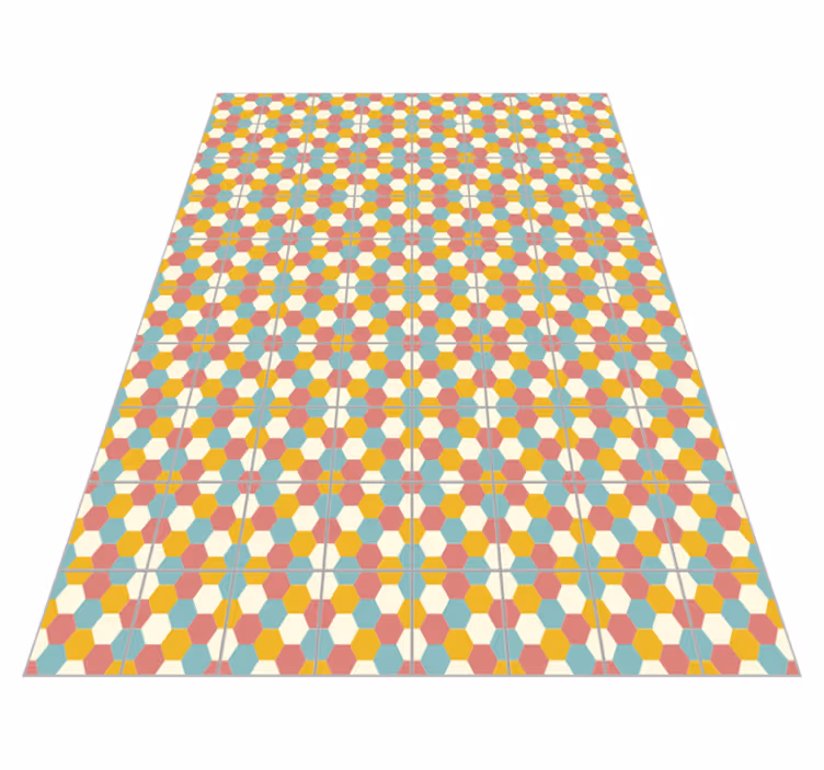 Tapis vinyle géométrique hexagones colorés - TenStickers