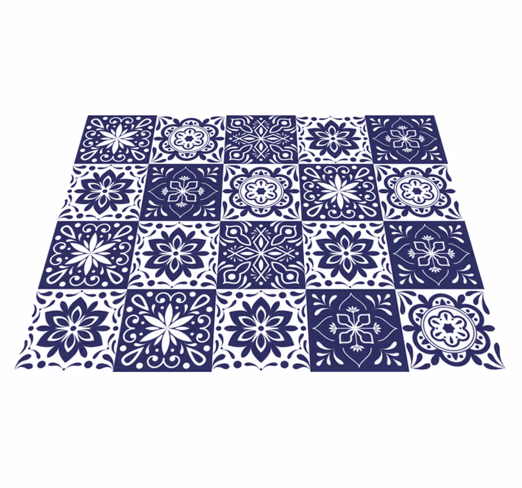 Tapis vinyle carreaux de ciment espace de vie effet carreaux - TenStickers