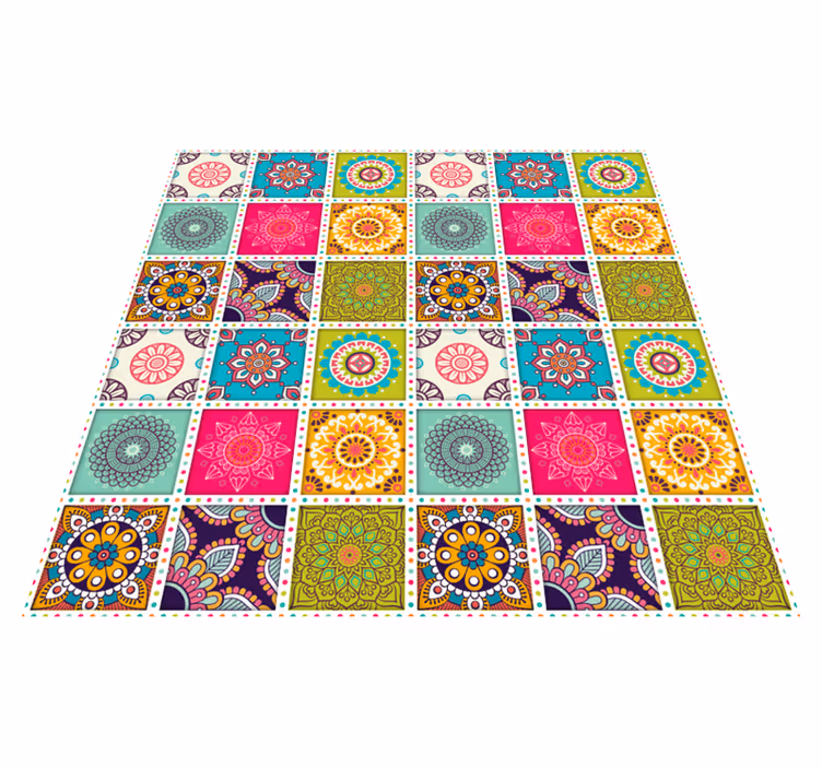 Tapis de chambre en vinyle carreaux marocains colorés - TenStickers