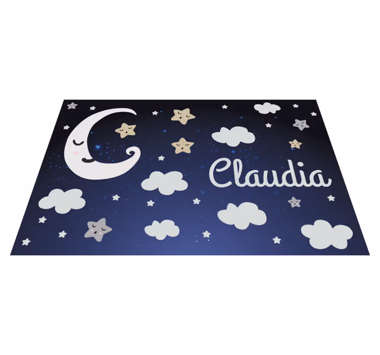 Tapis vinyle avec nom customizable Starry Night Design - TenStickers