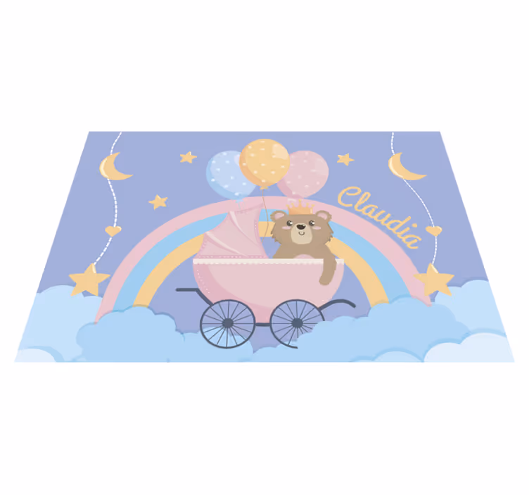 Tapis vinyle chambre bébé motif de poussette personnalisable - TenStickers