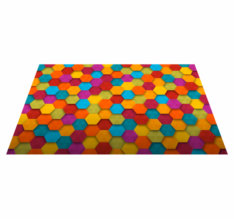 Tapis vinyle géométrique coloré hexagone - TenStickers