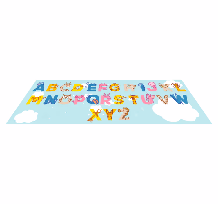 Magnifique tapis d'alphabet en vinyle pour enfants avec des anima - TenStickers