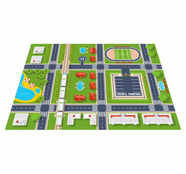 Tapis vinyle enfant routes et stationnement - TenStickers