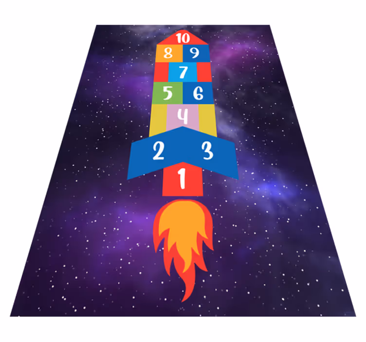 Incroyable tapis en vinyle de jeu de marelle en forme de fusée - TenStickers
