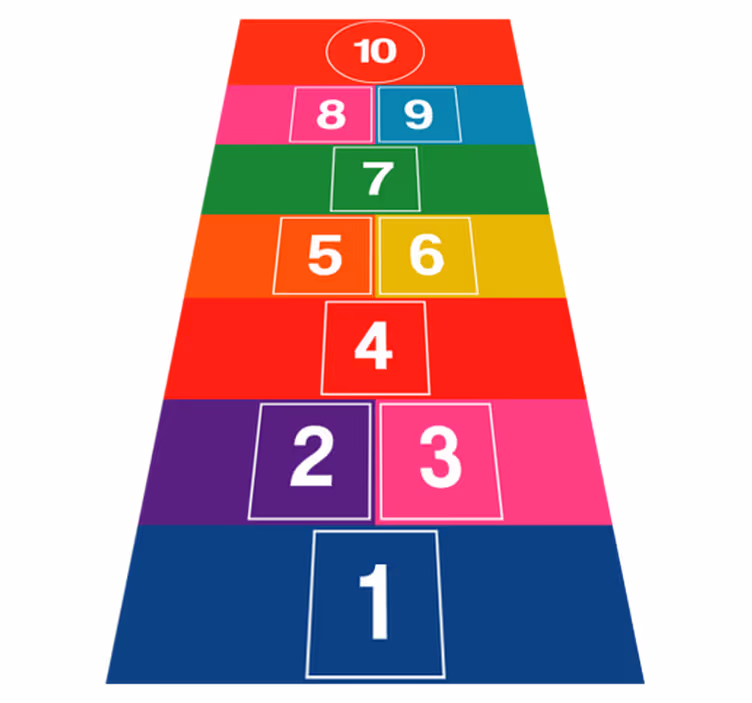 Jeu de tapis en vinyle coloré marelle - TenStickers