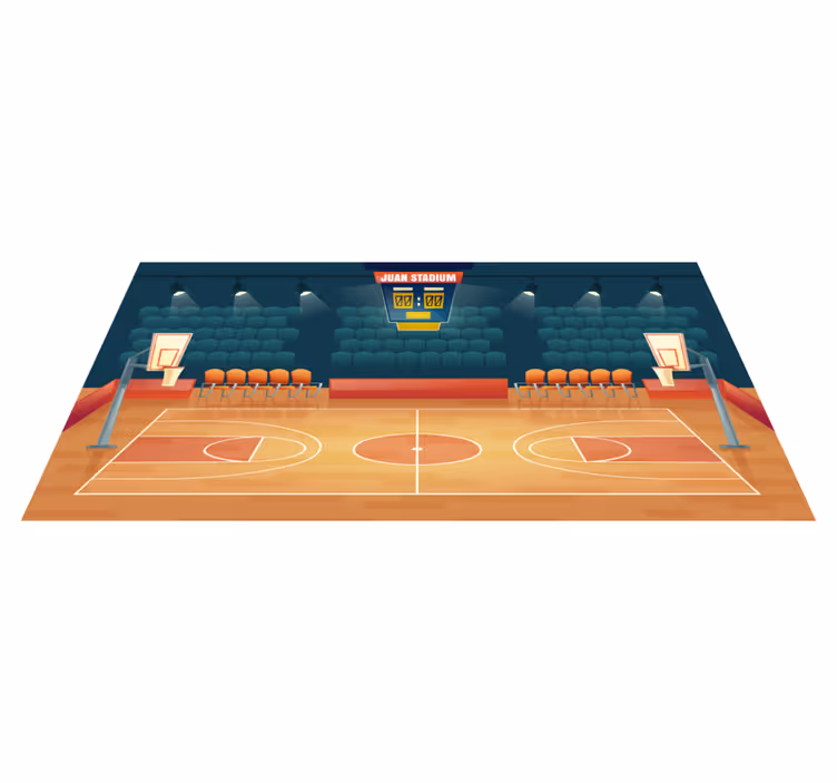 Tapis de vinyle terrain de basket avec nom - TenStickers