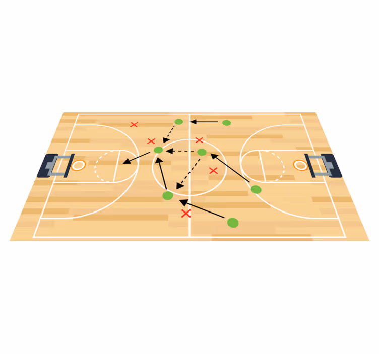 Tapis de vinyle terrain de basket jouer - TenStickers
