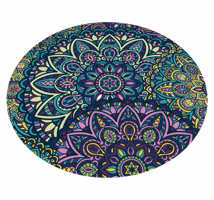 Tapis en vinyle mandala composition merveilleuse ronde - TenStickers