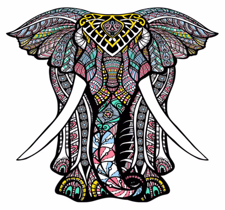 Magnifique tapis vinyle éléphant mandala - TenStickers