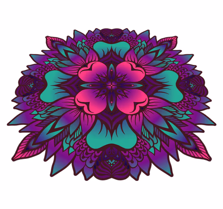 Tapis floral mandala lilas et violet en vinyle  - TenStickers