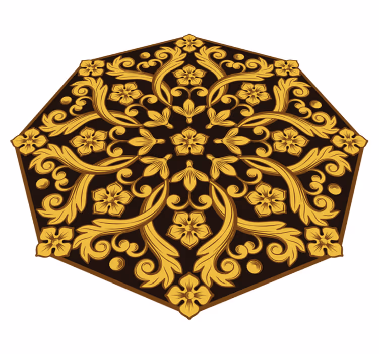Tapis vinyle chambre symétrie du feuillage baroque - TenStickers