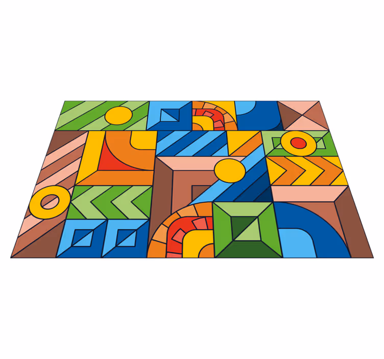 Tapis vinyle géométrique blocs de couleurs géométriques - TenStickers