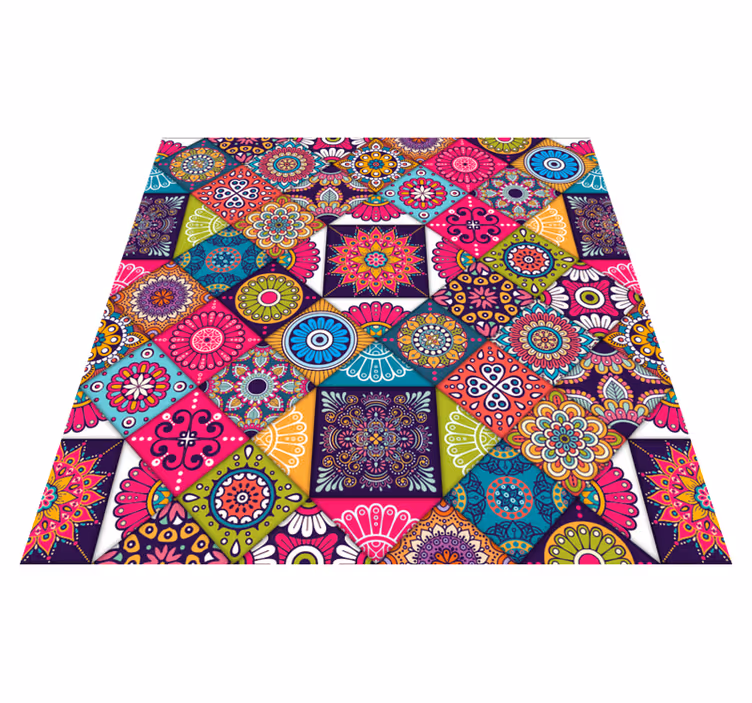 Tapis vinyle salon carreaux mosaïque coloré - TenStickers