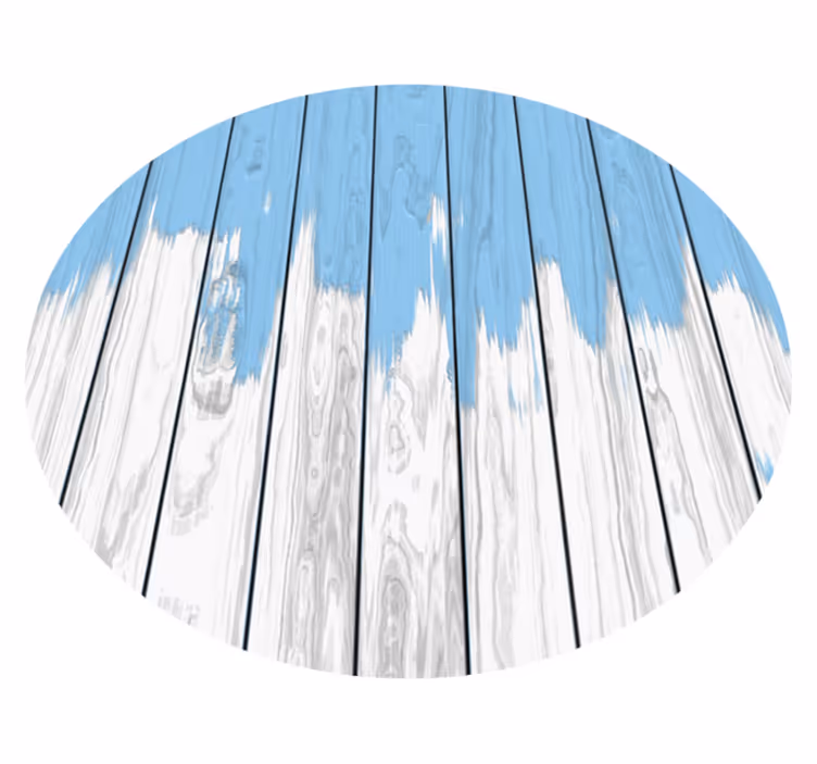 Tapis vinyle rond en bois blanc et bleu - TenStickers