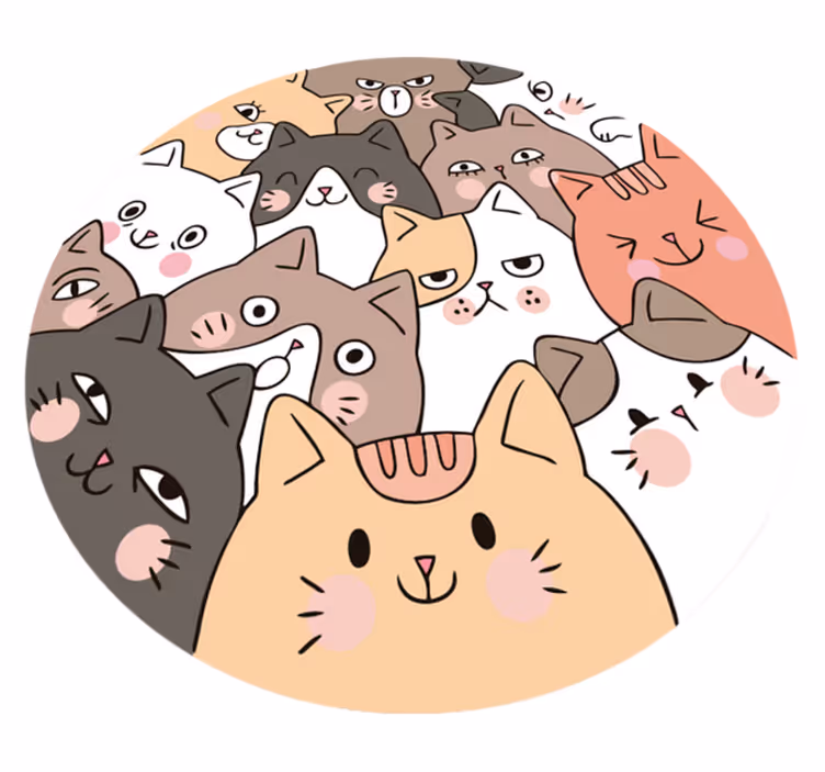 Tapis vinyle rond chats pour enfants - TenStickers