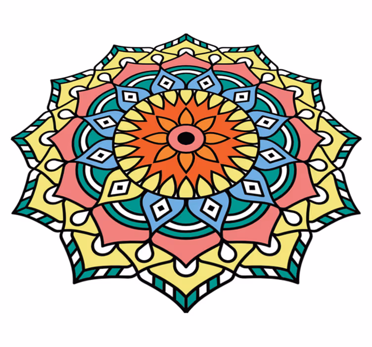 Tapis en vinyle coloré en forme de fleur de mandala - TenStickers