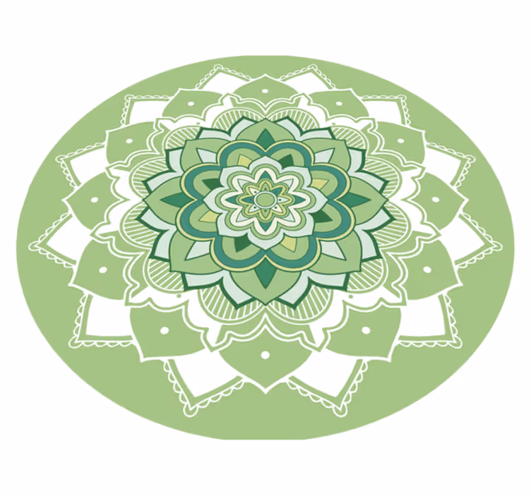 Tapis vinyle mandala fleuri vert - TenStickers