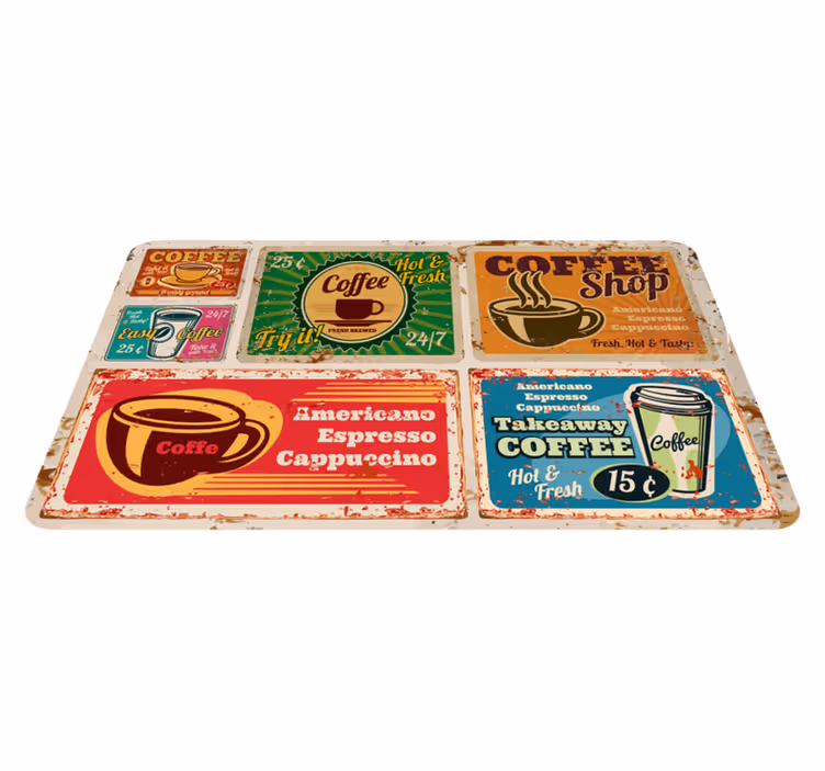 Tapis en autocollant vintage café américain - TenStickers