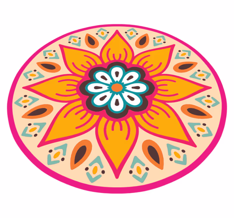 Magnifique tapis vinyle mandala fleur ronde - TenStickers