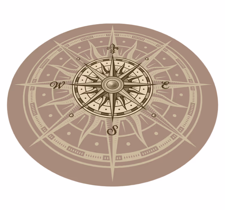 Magnifique tapis vinyle rond boussole vintage - TenStickers