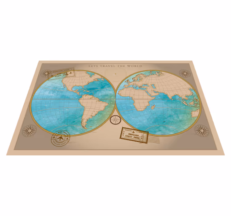 Tapis vinyle carte du monde décoration murale - TenStickers