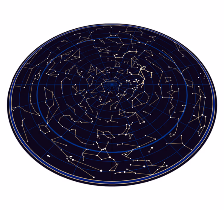 Magnifique tapis rond en vinyle costellations du zodiaque - TenStickers