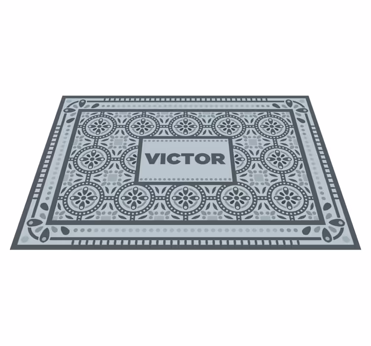 Tapis vinyle gris ciment avec nom - TenStickers
