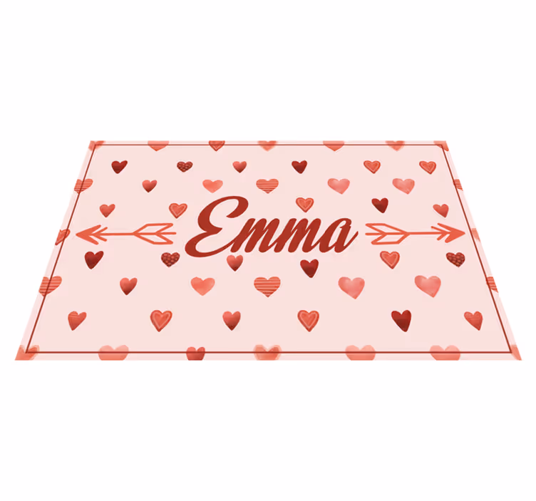 Tapis vinyle personnalisé coeurs enfants avec prénom - TenStickers
