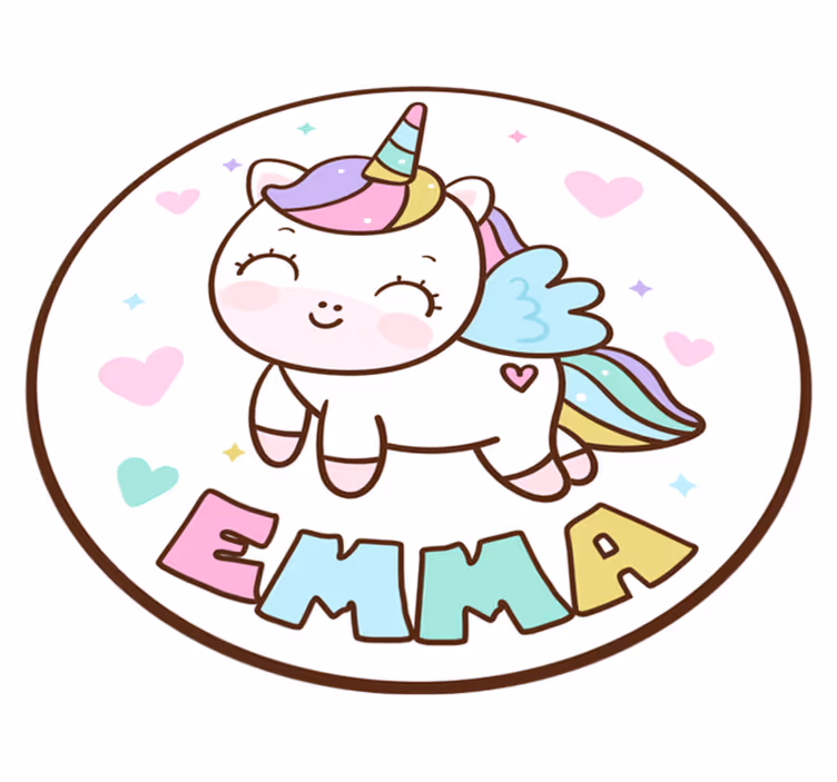 Fabuleux tapis vinyle fille licorne avec nom - TenStickers