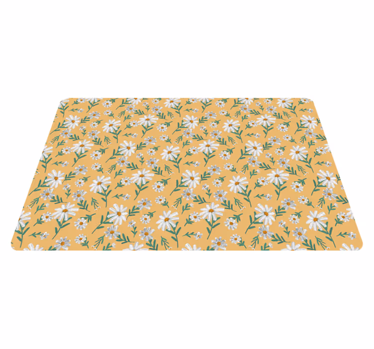 Tapis vinyle des années 70 fleur de marguerite sur fond jaune - TenStickers
