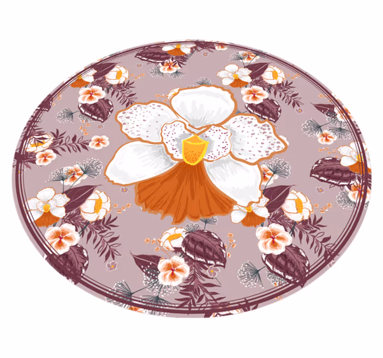 Tapis de salon rond en vinyle à fleurs colorées - TenStickers