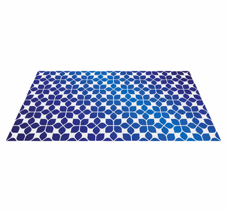Tapis vinyle mosaïque fleurs bleues - TenStickers