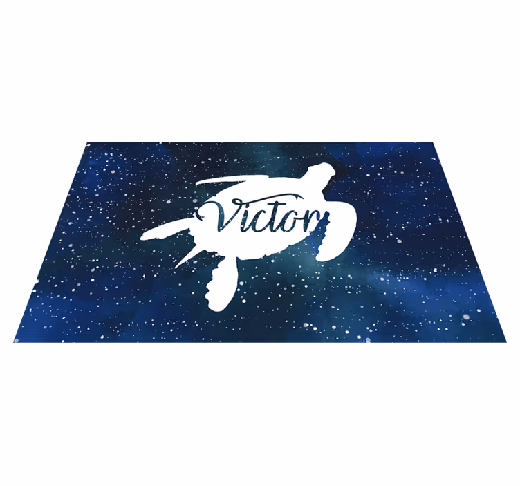 Tapis vinyle tortue galaxie et nom - TenStickers