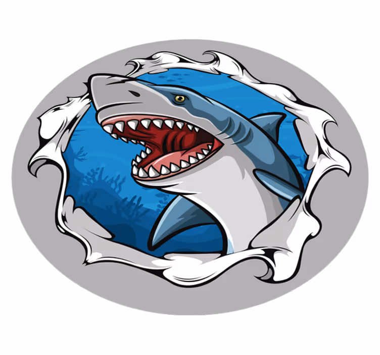 tapis vinyle animal Gros requin 3d - TenStickers