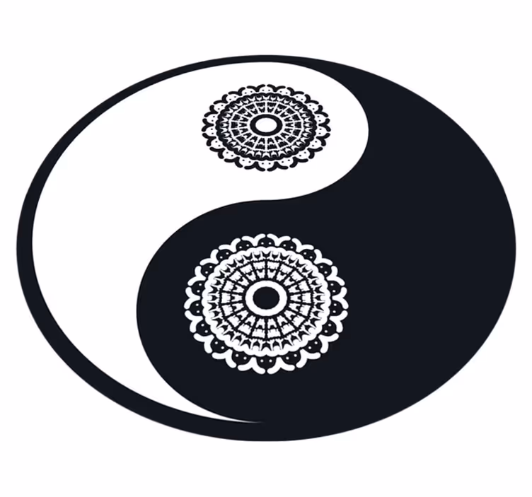 Tapis vinyle rond Yin et yang graphique - TenStickers
