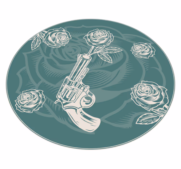 Tapis vinyle fleurs et plantes revolver floral - TenStickers