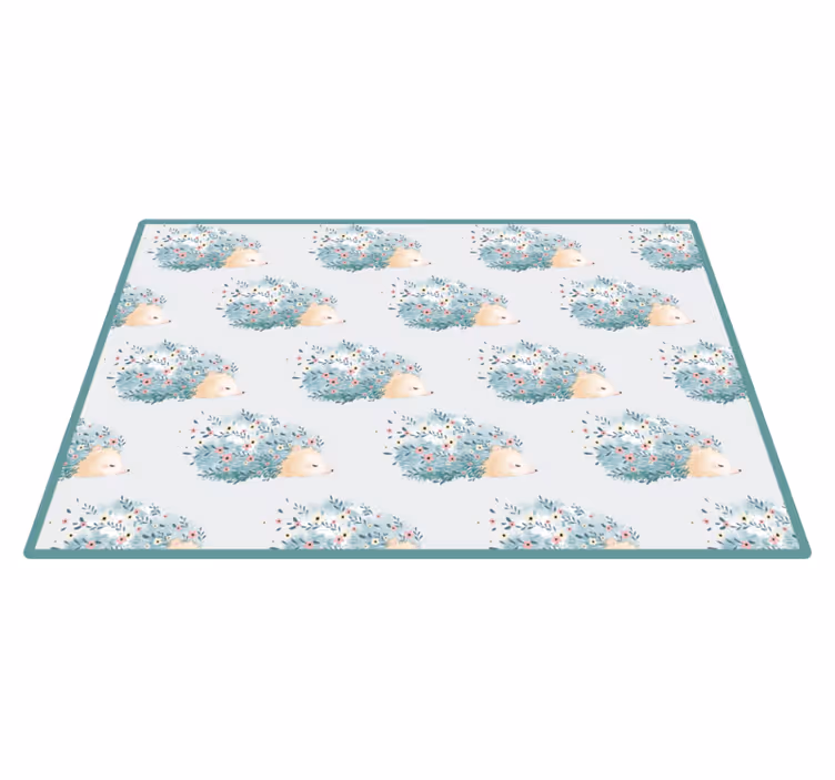 Tapis vinyle chambre bébé motifs floraux hérisson - TenStickers
