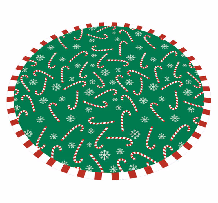 Tapis vinyle noël cercle de canne à sucre - TenStickers