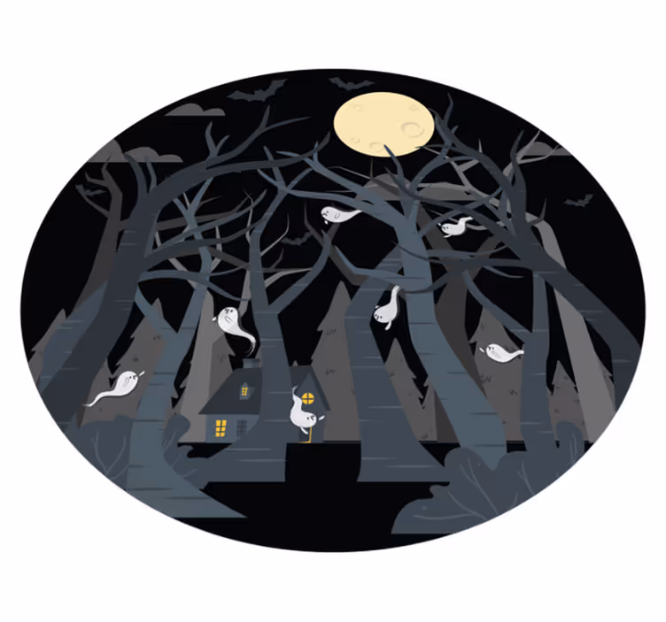 Tapis vinyle halloween scène forestière effrayante - TenStickers