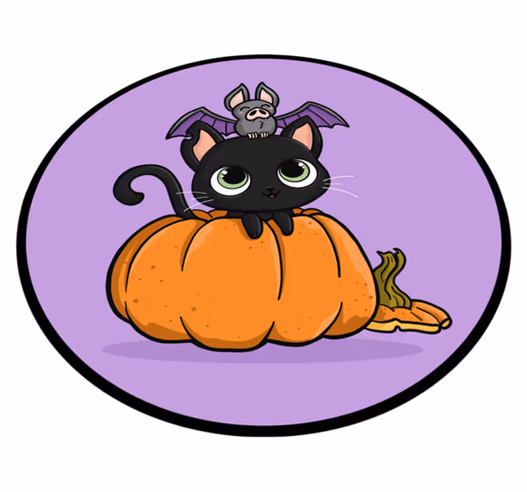 Tapis vinyle halloween chat chauve-souris halloween - TenStickers