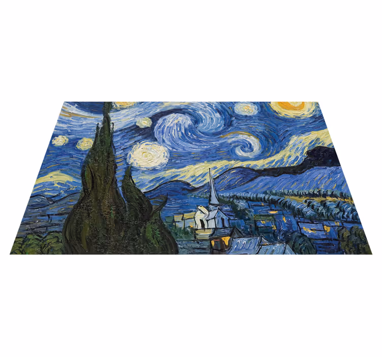 tapis vinyle salle a manger Van gogh nuit étoilée - TenStickers