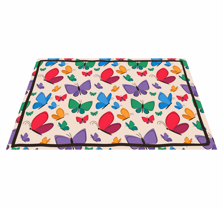 Tapis vinyle fleurs et plantes abondance de papillons - TenStickers