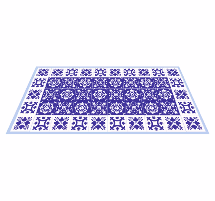 tapis vinyle carreaux Beau blanc et bleu - TenStickers
